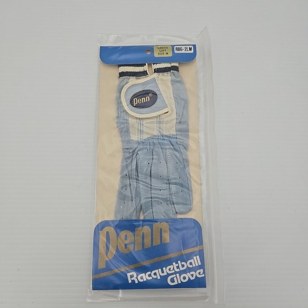 Vintage Penn Racquetball Glove Ladies Left Medium Deerskin Leather‎ Light Blue